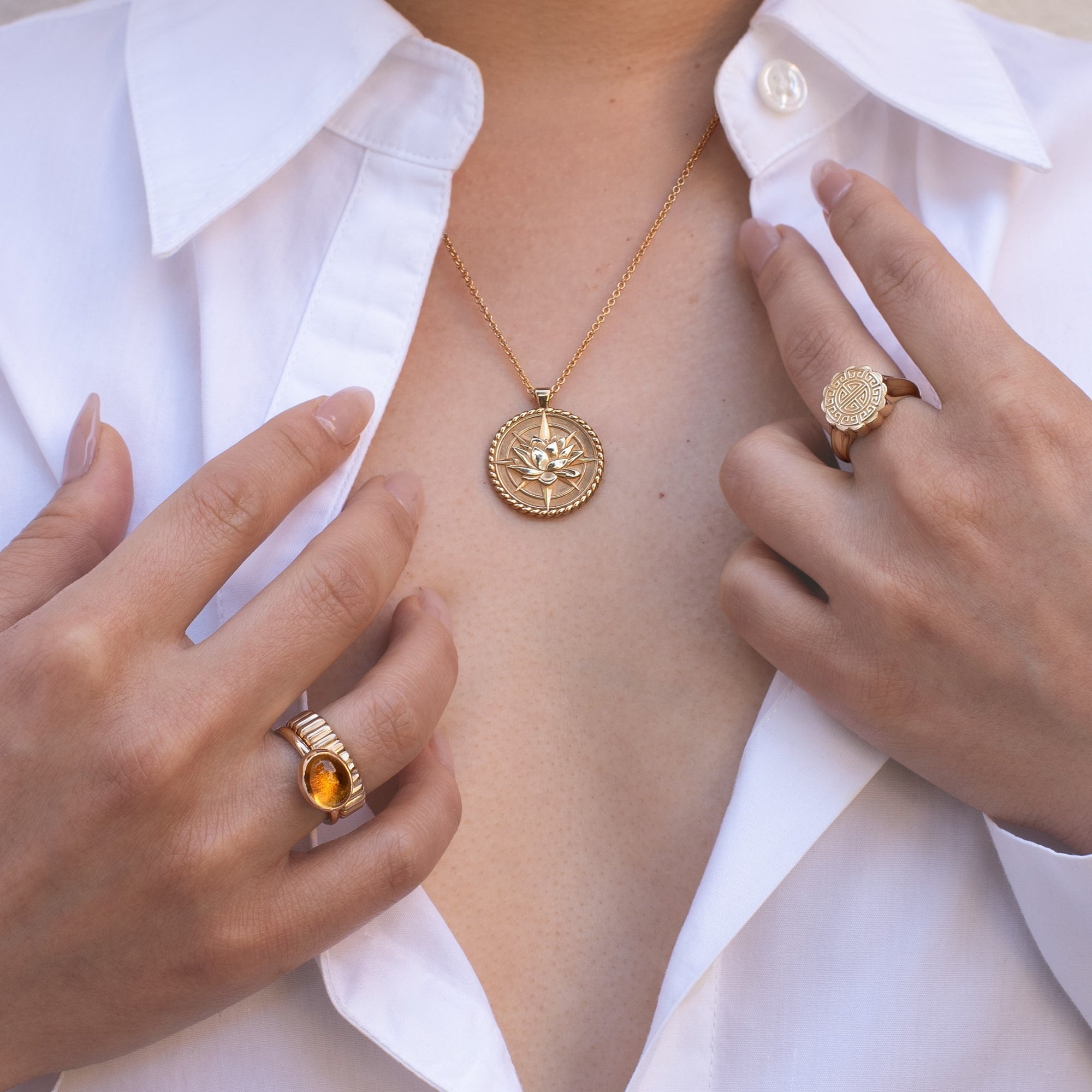 Lotus Compass Pendant