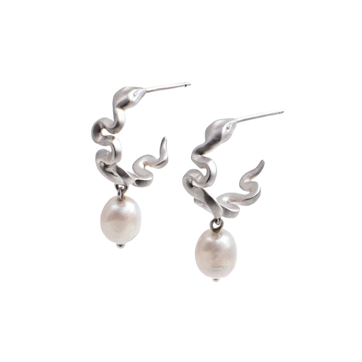 Pearl Snake Earrings