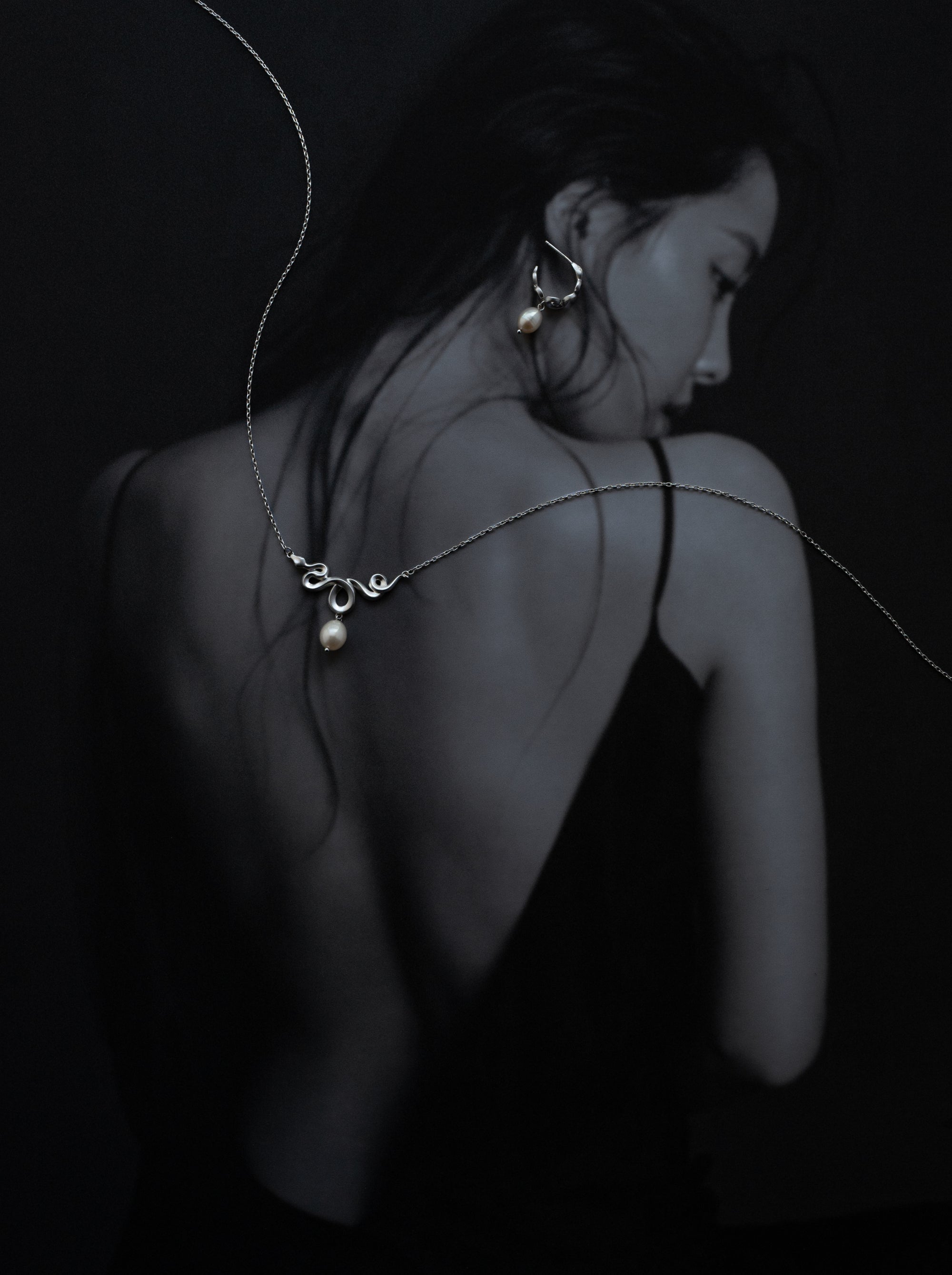 Pearl Snake Earrings