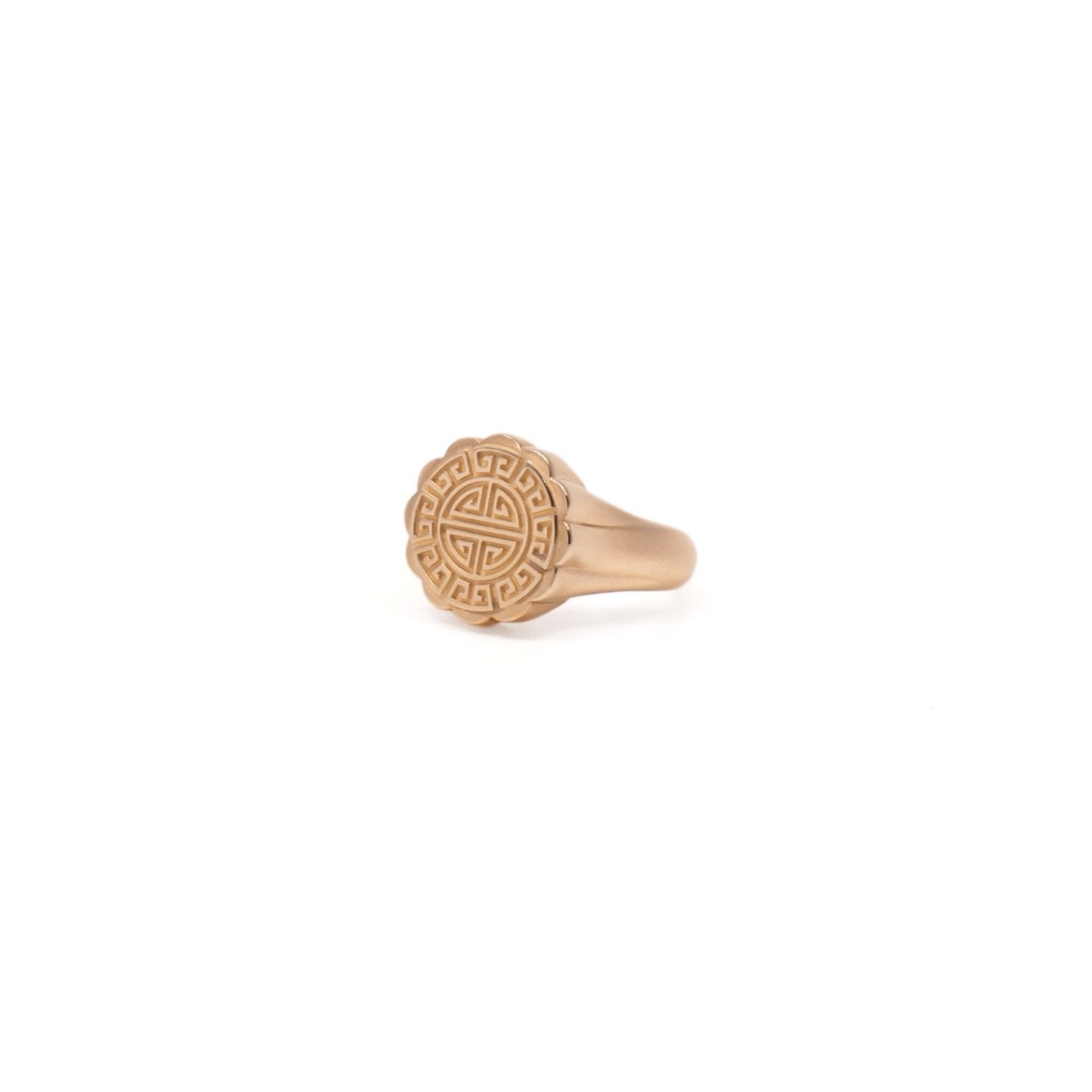 Gold Mooncake Signet Ring