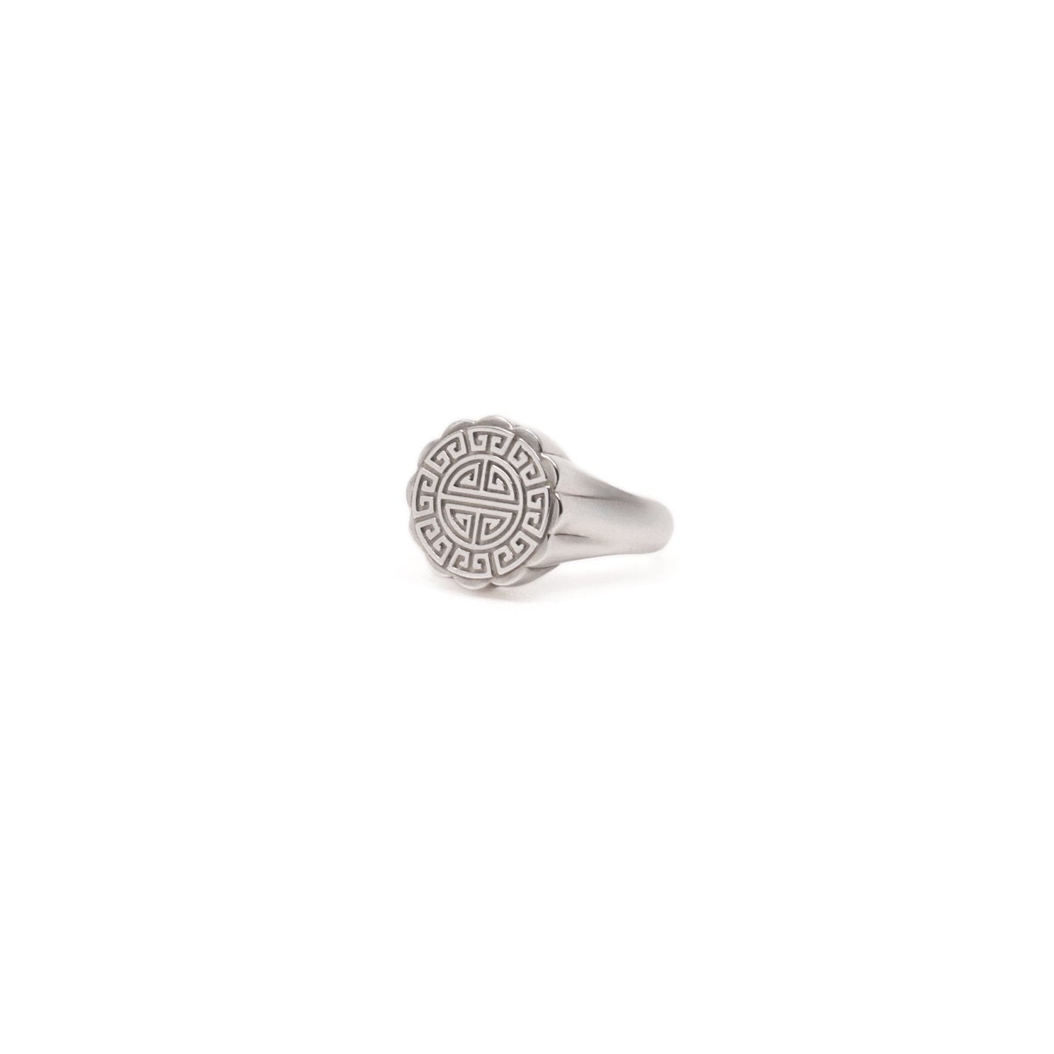Silver Mooncake Signet Ring