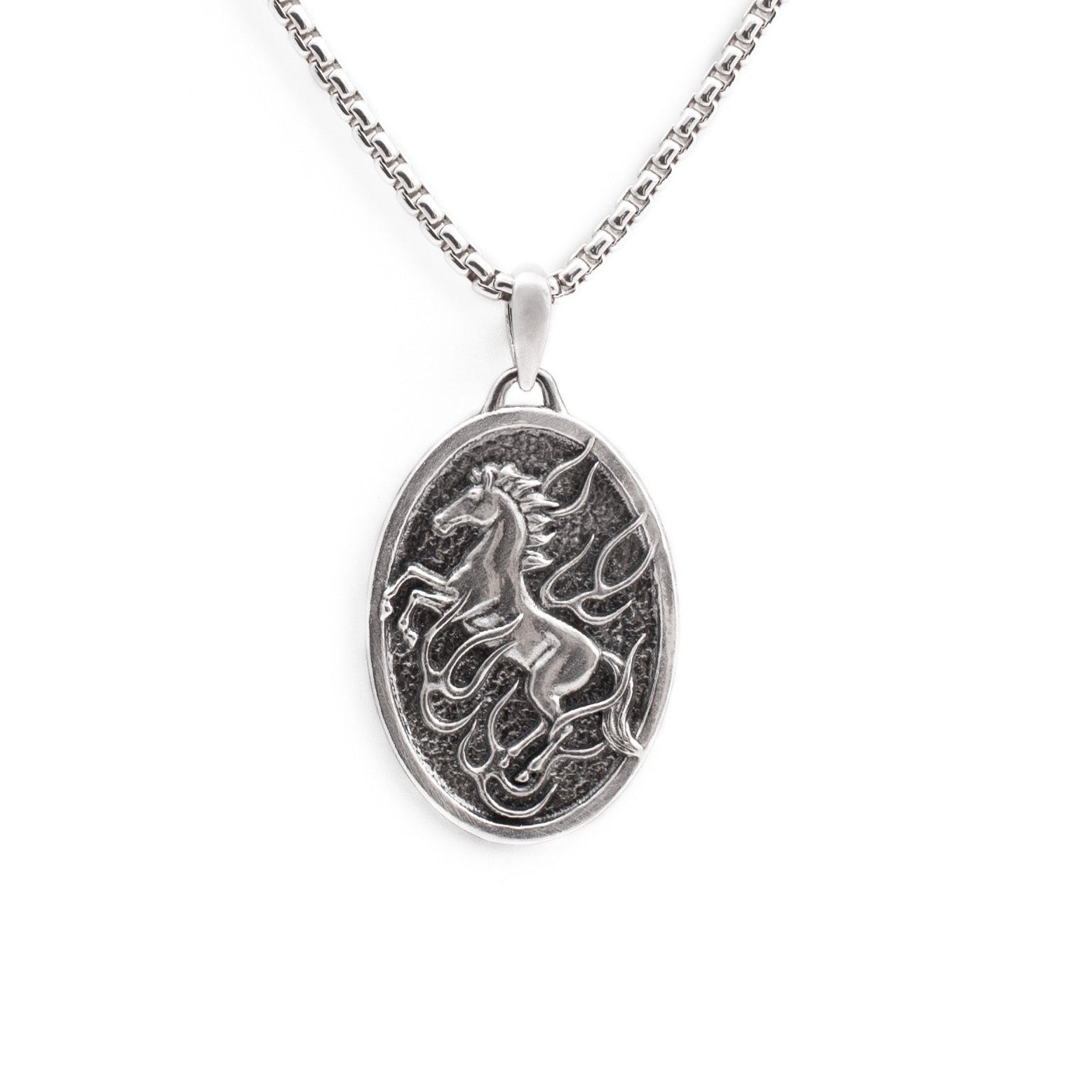 Antiqued Fire Horse Pendant